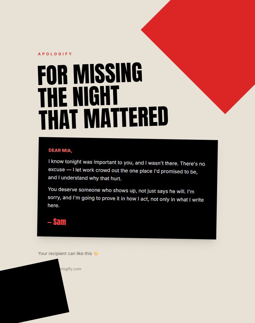 Avant apology page design