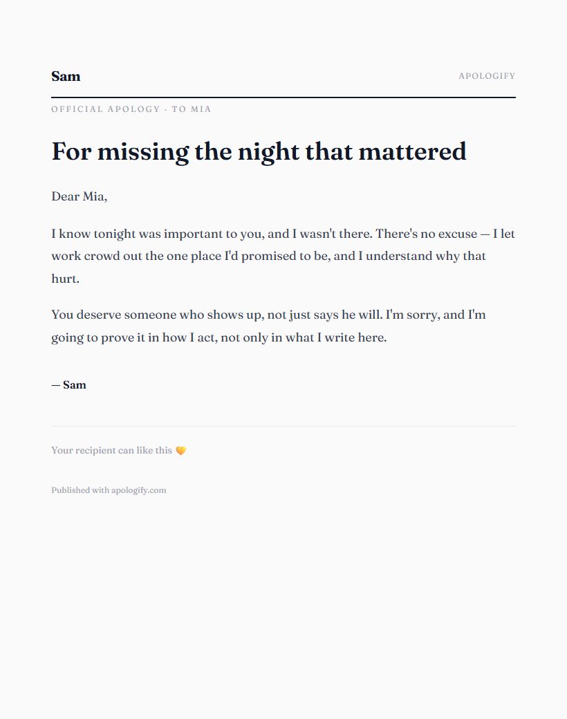Statement apology page design