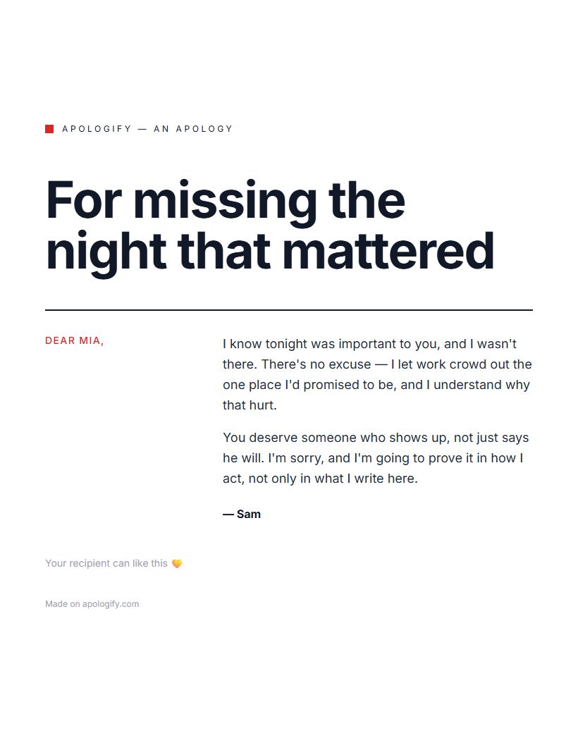 Swiss apology page design